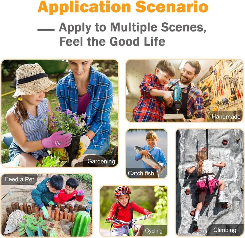 KDK 5 Pairs Kids Gardening Gloves Yard Work Gloves Children Soft Safety Rubber Coated Gloves for Toddlers Youth Girls Boys Children (6-8yr M) - Image 4